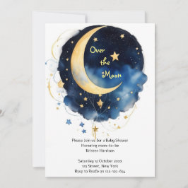 Invitation Baby shower d'aquarelle céleste cosmique