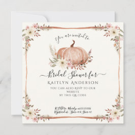 Invitation Baby shower d'aquarelle Citrouille rose automne