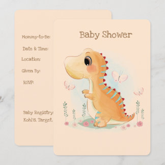 Invitation Baby shower d'aquarelle Cute Dinosaur