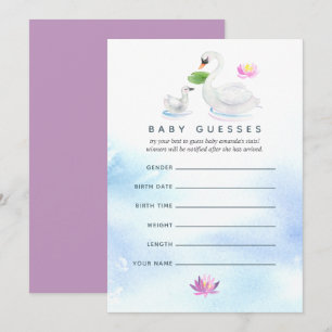 Invitation Baby shower d'aquarelle de cygne jeu de devinette