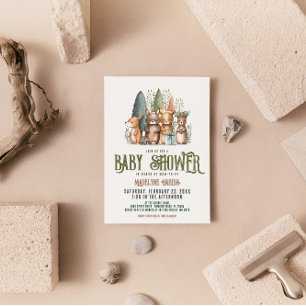 Invitation Baby shower d'aquarelle de la forêt