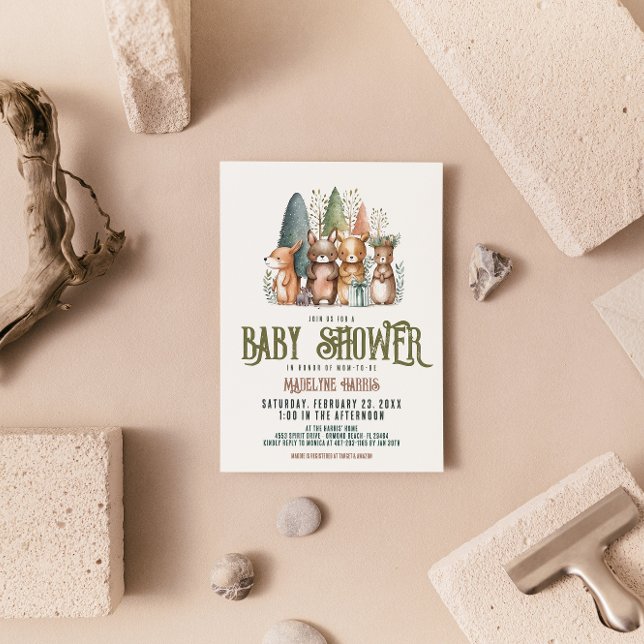 Invitation Baby shower d'aquarelle de la forêt (Créateur téléchargé)