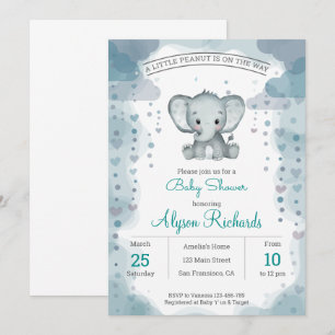 Invitation Baby shower d'aquarelle de l'éléphant g