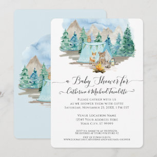 Invitation Baby shower D'Aquarelle De L'Ours De Cerf Dans