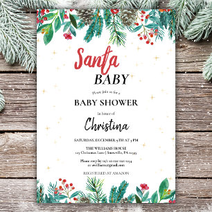 Invitation Baby shower d'aquarelle de Noël
