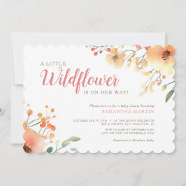 Invitation baby shower d'aquarelle de petit fleur sauvage