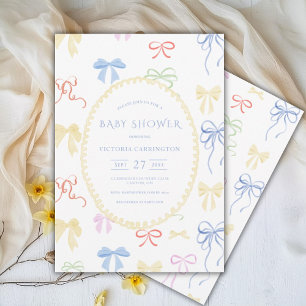 Invitation Baby shower d'aquarelle de rubans vintages