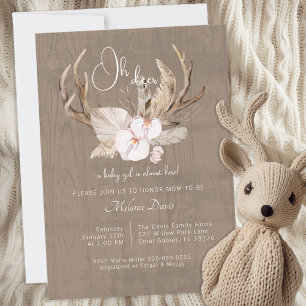 Invitation Baby shower d'aquarelle Deer Antler