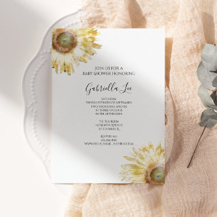 Invitation Baby shower d'aquarelle des tournesols jaunes