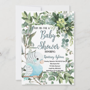 Invitation Baby shower d'aquarelle d'oiseaux de perruques ble