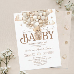 Invitation Baby shower d'aquarelle d'ours en peluche moderne