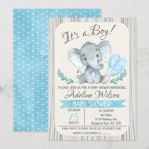 Invitation Baby shower d'aquarelle éléphant