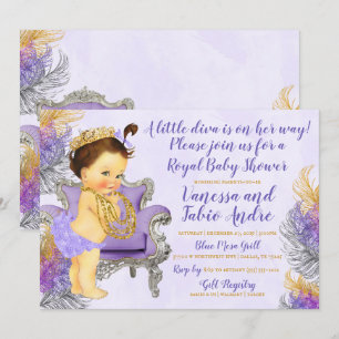 Invitation Baby shower d'aquarelle en argent Lavender