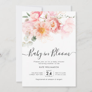 Invitation baby shower d'aquarelle en fleur