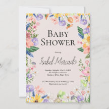 Baby shower d'aquarelle fleur sauvage
