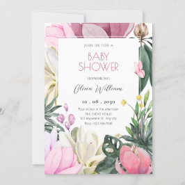 Invitation Baby shower d'aquarelle fleurie