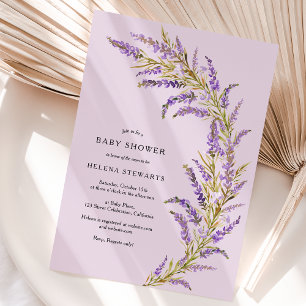 Invitation Baby shower d'aquarelle fleurie Lavender Fall