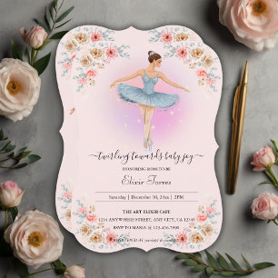 Invitation Baby shower d'aquarelle floral Twirling