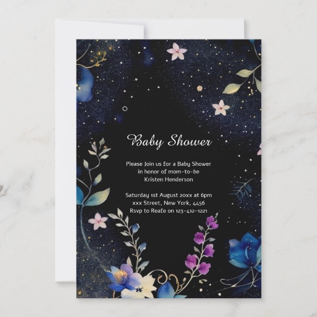 Invitation Baby shower d'aquarelle florale (Devant)
