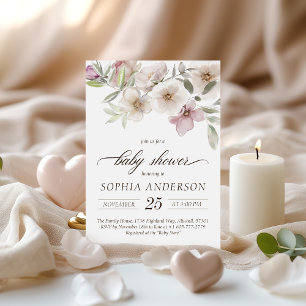 Invitation Baby shower d'aquarelle florale chic