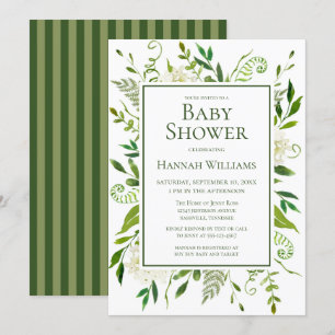 Invitation Baby shower d'aquarelle florale Hydrangeas blanc