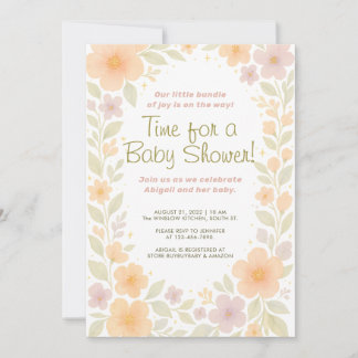 Invitation Baby shower d'aquarelle florale Pastel Whimsical