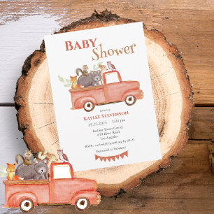 Invitation Baby shower d'aquarelle Forest Friends