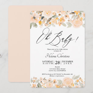 Invitation Baby shower d'aquarelle jaune orangé