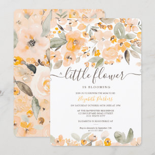 Invitation Baby shower d'aquarelle jaune orangé
