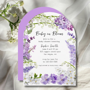 Invitation Baby shower d'aquarelle Lavender Hydrangeas