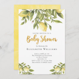 Invitation Baby shower d'aquarelle Lemons Greenery