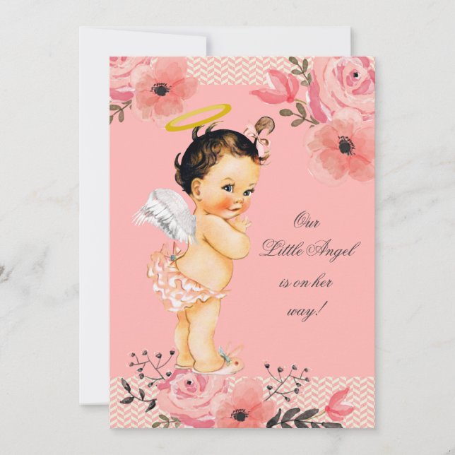 Invitation Baby shower d'aquarelle Little Angel (Devant)