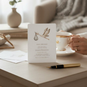 Invitation Baby shower d'aquarelle minimal pour bébé