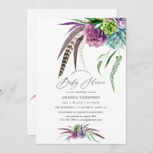 Invitation Baby shower d'aquarelle mystique Boho
