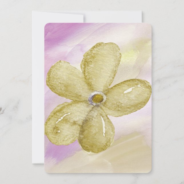 Invitation Baby shower d'aquarelle or violet (Devant)