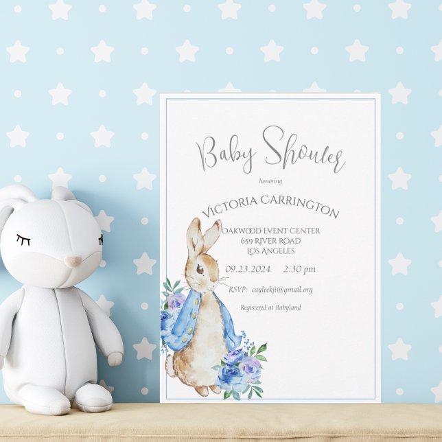 Invitation Baby shower d'aquarelle Peter Rabbit (Créateur téléchargé)
