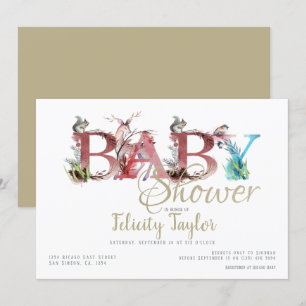 Invitation Baby shower d'aquarelle pour les animaux des bois