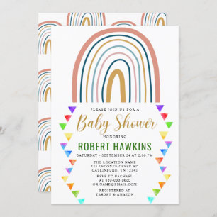 Invitation Baby shower d'aquarelle Rainbow Boho