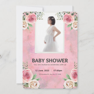 Invitation Baby shower d'aquarelle rose