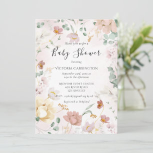 Invitation Baby shower d'aquarelle rose