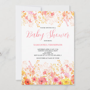 Invitation Baby shower d'aquarelle rose