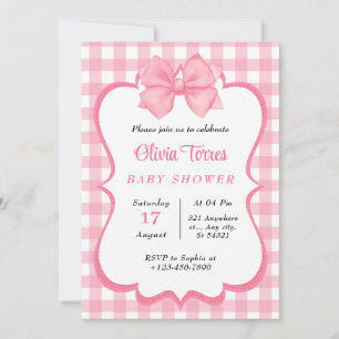 Invitation Baby shower d'aquarelle rose blanc