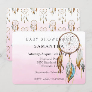 Invitation baby shower d'aquarelle rose de Dream Catcher