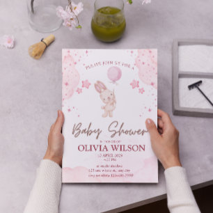 Invitation Baby shower d'aquarelle rose pâle