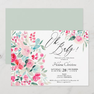 Invitation Baby shower d'aquarelle rose pastel