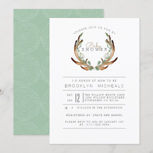 Invitation Baby shower d'aquarelle rustique Antler