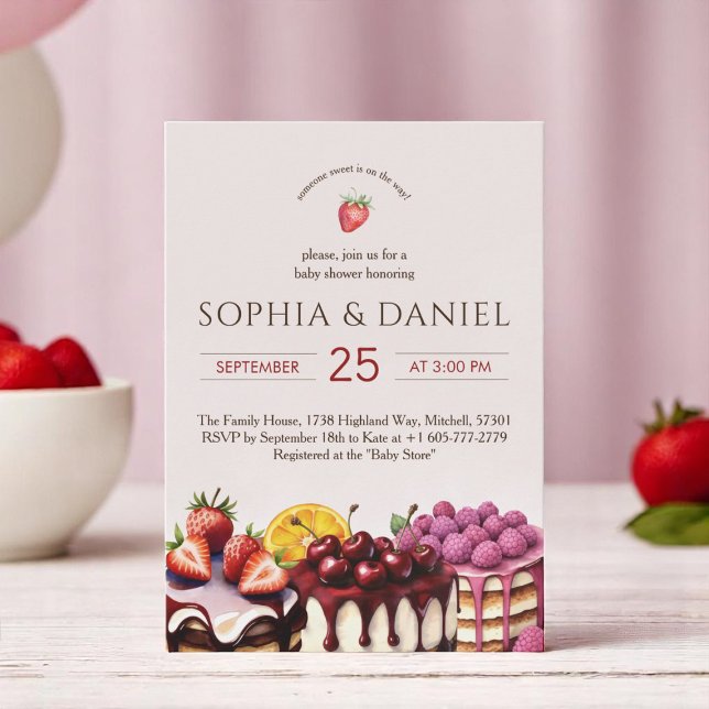 Invitation Baby shower d'aquarelle Sweet Cakes (Sweet Cakes Watercolor Baby Shower Invitation)