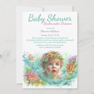 Invitation Baby shower d'aquarelle Underwater Dreams