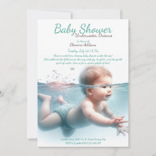 Invitation Baby shower d'aquarelle Underwater Dreams