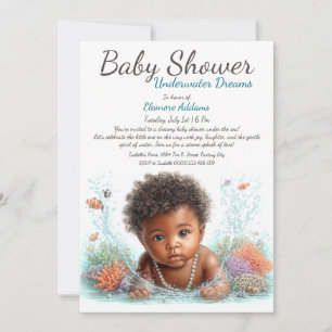 Invitation Baby shower d'aquarelle Underwater Dreams